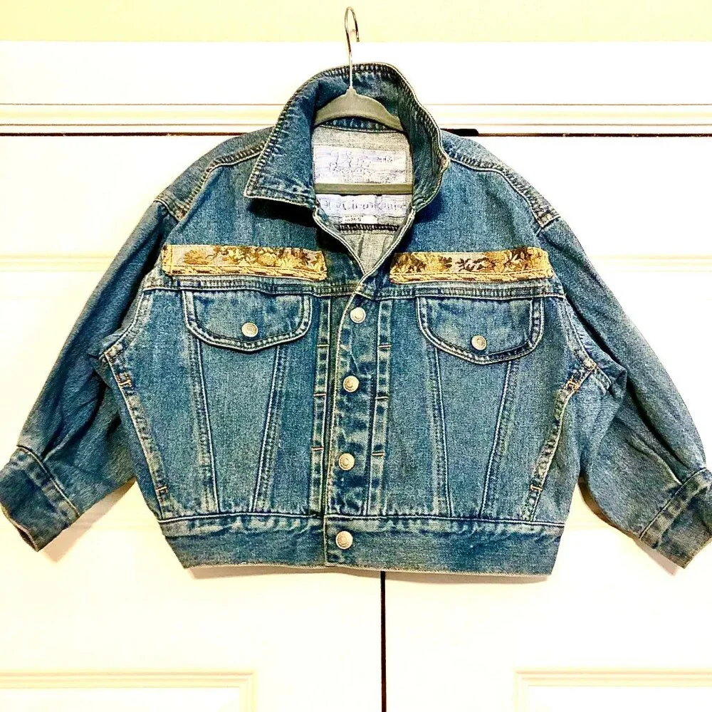 VON EHRENPREIS TAPESTRY x Jordache Y2K Jack & Jill Embr Tapestry Jean Jacket 5